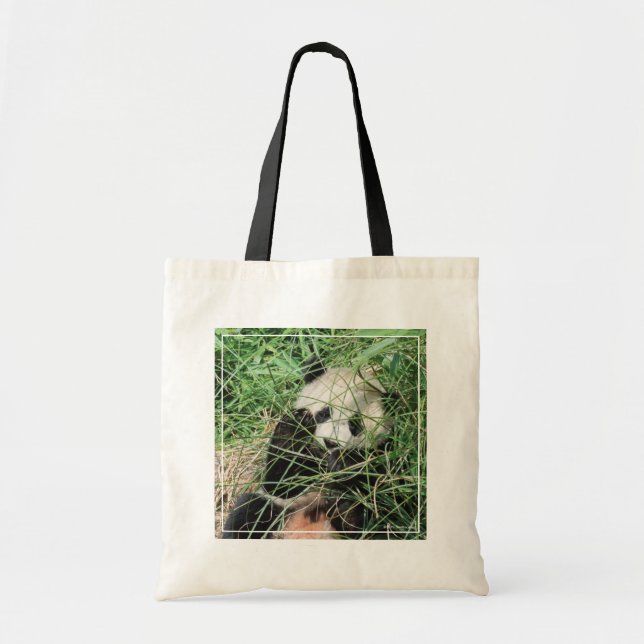 Bolso De Tela Gigante Panda Escondiéndose En La Hierba (Frente)