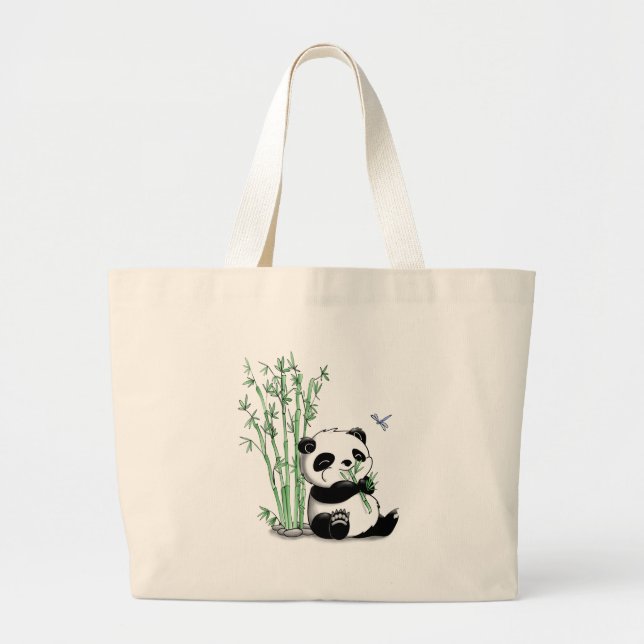 Bolso De Tela Gigante Panda que come el bambú (Frente)