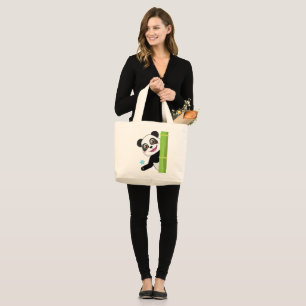Bolso De Tela Gigante Panda y copos de nieve