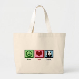Bolso De Tela Gigante Pandas del amor de la paz