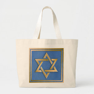 Bolso De Tela Gigante Panel de arte de la estrella azul de oro de David