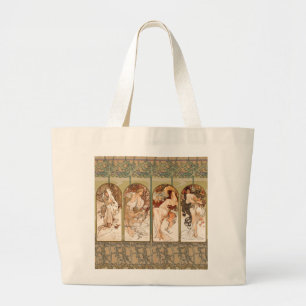 Bolso De Tela Gigante Panel de las Cuatro Estaciones de Alphonse Mucha 1