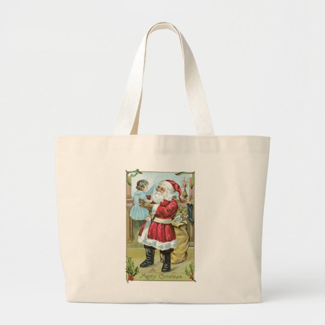 Bolso De Tela Gigante Papá Noel con niño (Frente)