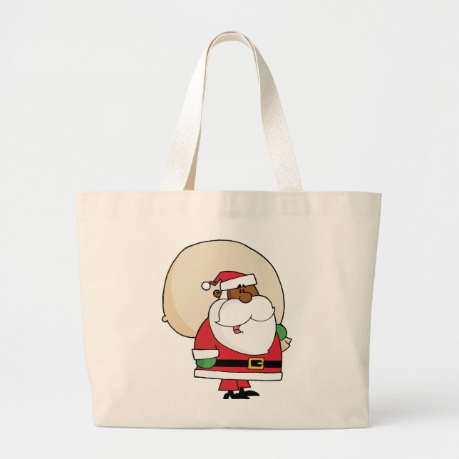 Bolso De Tela Gigante Papá Noel negro con saco de juguetes (Frente)