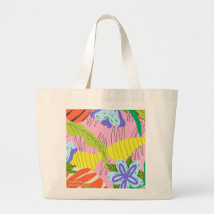 Bolso De Tela Gigante Paraíso Abstracto' Floral Tropical Vibrante 