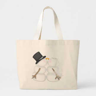 Bolso De Tela Gigante Pares adorables del muñeco de nieve que se besan