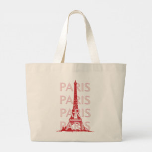 Bolso De Tela Gigante París, arte de viajes, arte retro, rosa