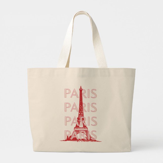 Bolso De Tela Gigante París, arte de viajes, arte retro, rosa (Reverso)