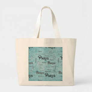 Bolso De Tela Gigante París Damasco azul