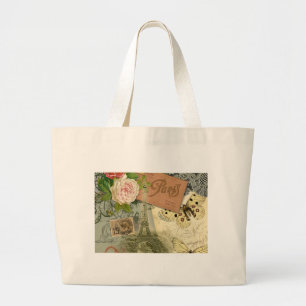 Bolso De Tela Gigante París Francia Collage de arte antiguo Eiffel Franc