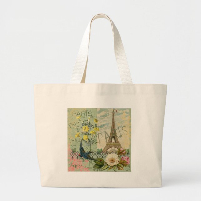 Bolso De Tela Gigante París Francia Viaje Viaje Viejo Pintura de Arte An (Frente)