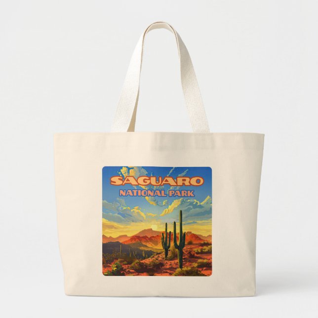 Bolso De Tela Gigante Parque nacional de Saguaro - Arizona Desert Cactus (Frente)