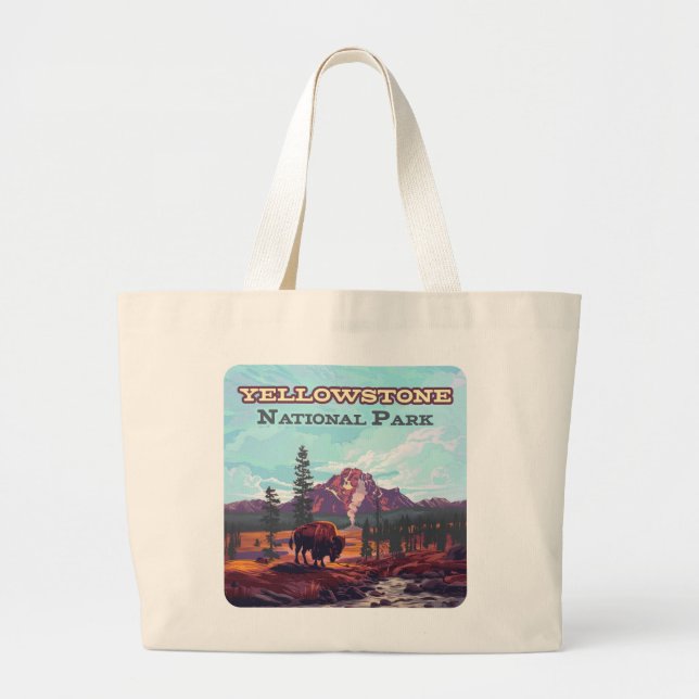 Bolso De Tela Gigante Parque nacional Yellowstone Wyoming Bison Geyser (Frente)