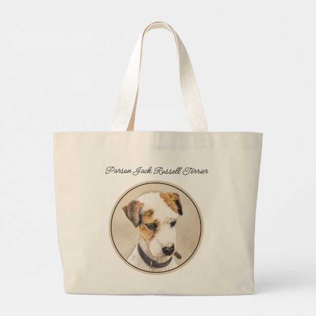 Bolso De Tela Gigante Parson Jack Russell Terrier Pintura Mascota Perro  (Reverso)