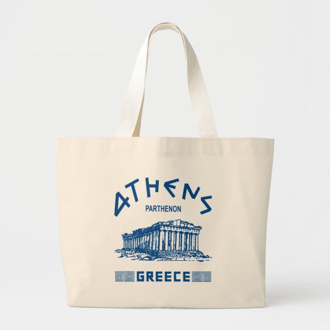 Bolso De Tela Gigante Parthenon - Atenas - Griego (azul) (Frente)