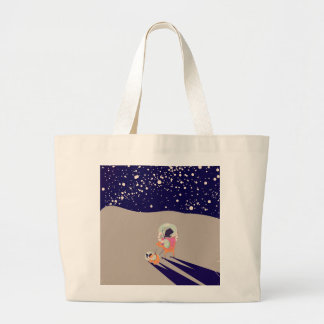 Bolso De Tela Gigante Paseador de perros en la luna caricatura vintage