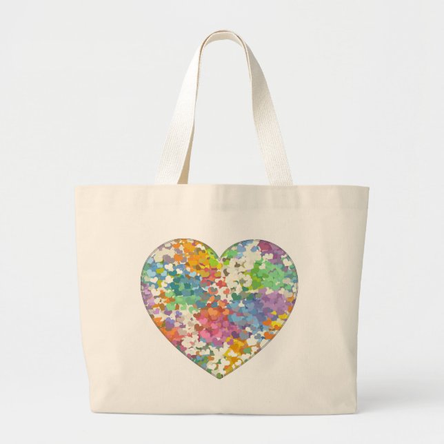Bolso De Tela Gigante Pastel Confetti Hearts (Frente)