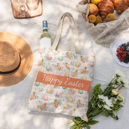 Bolso De Tela Gigante Pastel Easter Eggs & Carrots Watercolor Pattern 