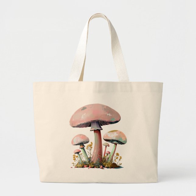 Bolso De Tela Gigante Pastel Mushroom Art (Frente)
