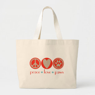 Bolso De Tela Gigante Patas del amor de la paz