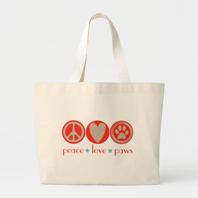 Bolso De Tela Gigante Patas del amor de la paz (Frente)