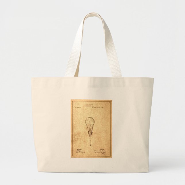 Bolso De Tela Gigante Patente De Bombilla Edison (Frente)