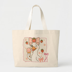 Bolso De Tela Gigante Pato Kawaii con Helado de Fresa