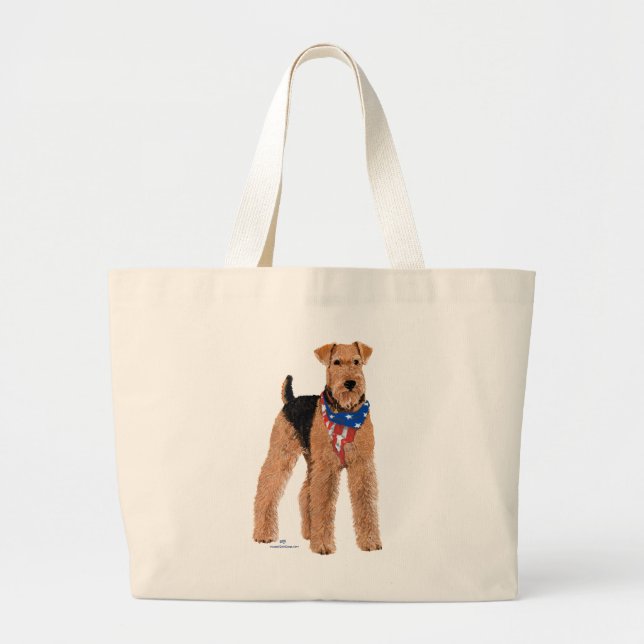 Bolso De Tela Gigante Patriotic Airedale Terrier (Frente)