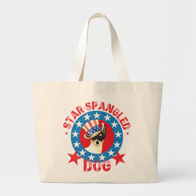 Bolso De Tela Gigante Patriotic Toy Fox Terrier (Frente)