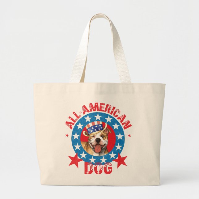 Bolso De Tela Gigante Patriótico Pit Bull Terrier (Frente)