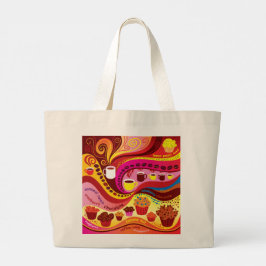 Bolso De Tela Gigante Patrón de café y muffins