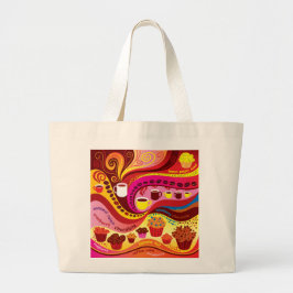 Bolso De Tela Gigante Patrón de café y muffins