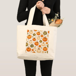 Bolso De Tela Gigante Patrón de calabaza acuarela Calabazas de otoño