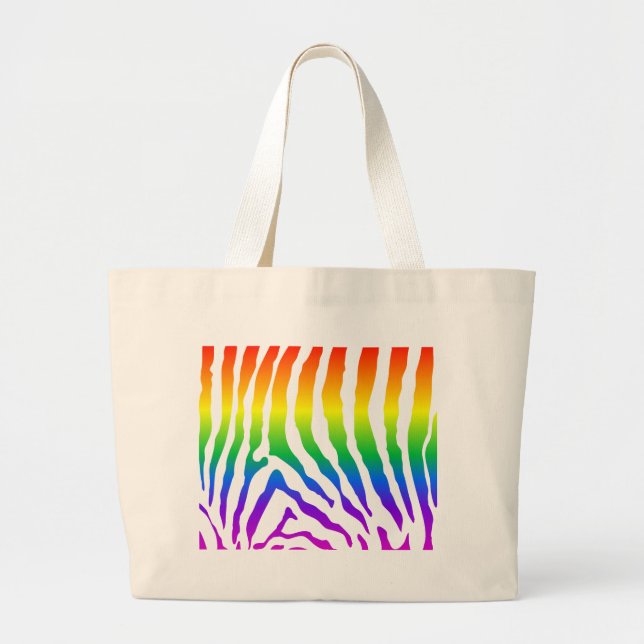 Bolso De Tela Gigante Patrón de cebra arco iris (Frente)
