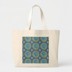 Bolso De Tela Gigante Patrón de círculo geométrico del Boho Rústico Verd