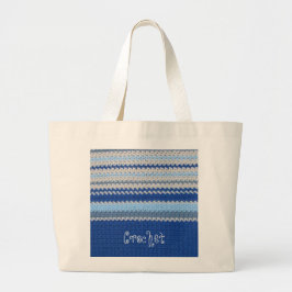 Bolso De Tela Gigante Patrón de crochet - franjas azules