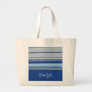 Bolso De Tela Gigante Patrón de crochet - franjas azules