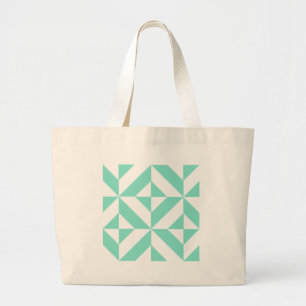 Bolso De Tela Gigante Patrón de cubo geométrico verde de hidrocarburos