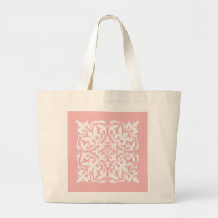 Bolso De Tela Gigante Patrón de damasco de Ikat - cáscara rosa y blanco