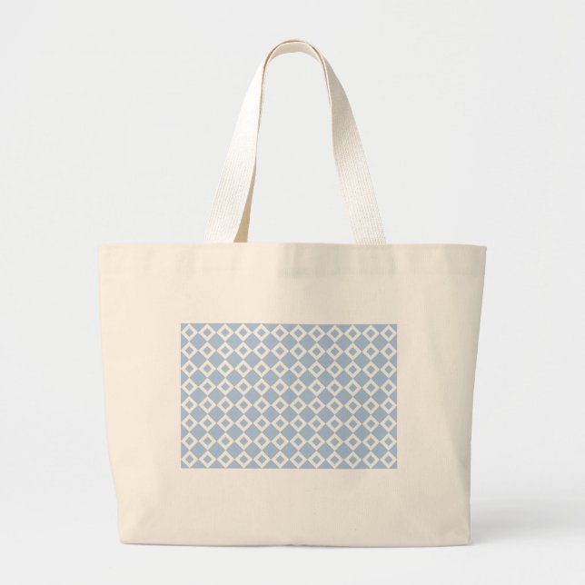 Bolso De Tela Gigante Patrón de diamante azul claro y blanco (Frente)