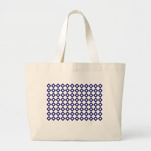 Bolso De Tela Gigante Patrón de diamantes blanco y naval