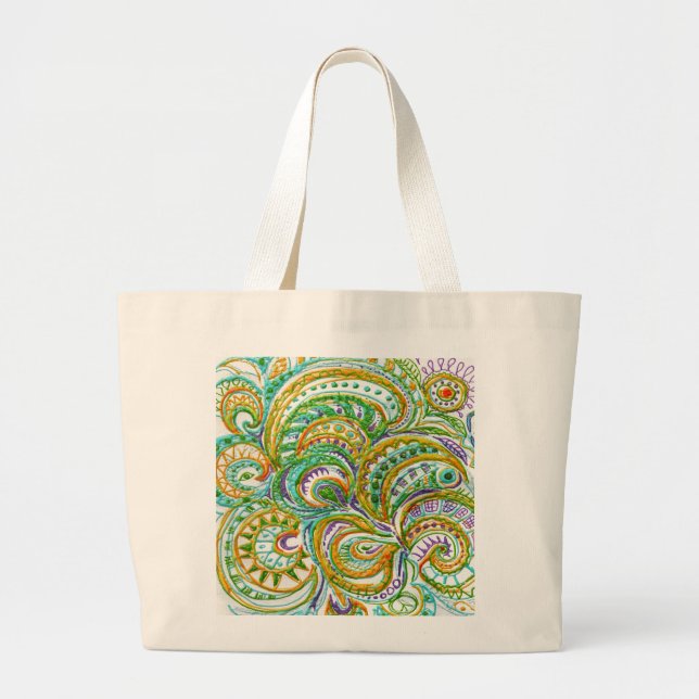 Bolso De Tela Gigante Patrón de fantasía de arte folclórico (Frente)