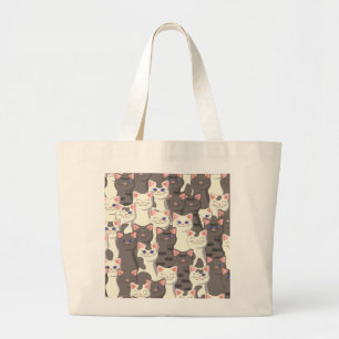 Bolso De Tela Gigante Patrón de gatos blancos y grises