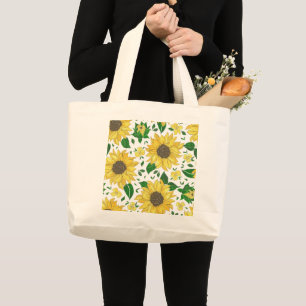 Bolso De Tela Gigante Patrón de girasol en acuarela