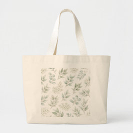 Bolso De Tela Gigante Patrón de hojas botánicas verde suave
