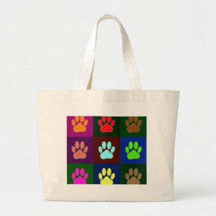 Bolso De Tela Gigante Patrón de impresión de hojas de perro multicolores