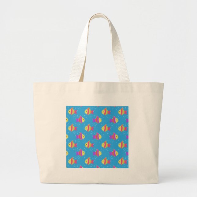 Bolso De Tela Gigante Patrón de peces nadadores (Frente)