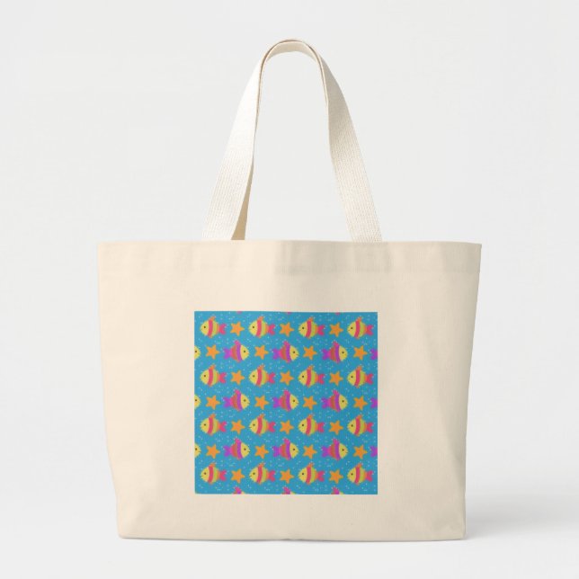 Bolso De Tela Gigante Patrón De Pescado Y Pescado Estelar (Frente)