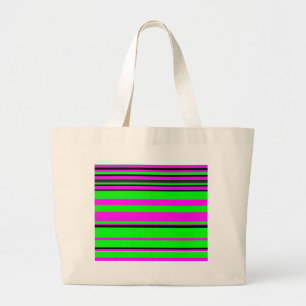 Bolso De Tela Gigante Patrón de rayas color negro verde rosado caliente