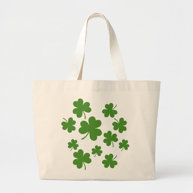 Bolso De Tela Gigante Patrón de Shamrock Clover del Día de San Patricio (Frente)